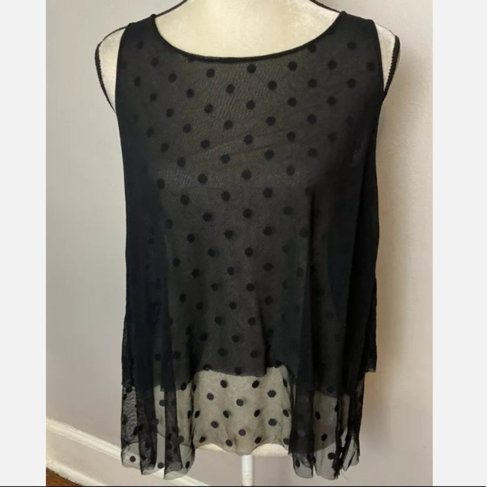 5-24 NY&CO black blouse shirt top mesh sheer Small NWT